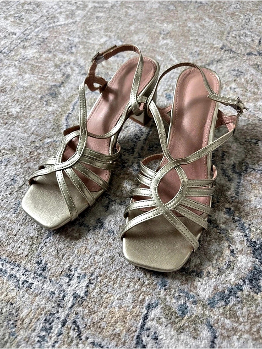Strappy Heeled Sandals in Gold EU 39-8.5 US